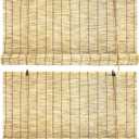 Bamboo Roll Up Shades 2 Pack, Reed Roller Blinds 47" W x 71" H, Natural Light Filtering Window Blinds for Indoor Outdoor Patio Porch Garden
