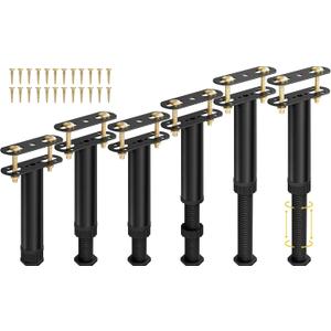 Wlrrcwdttc 6 Pcs Adjustable Height Bed Support Legs 7.08-12.5 inch with Locking Ring, Bed Frame Center Support Legs for Bed Frame/Bed Center Slat/Furniture, Bed Legs Replacement Bed Slats Support Legs