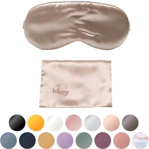 Blissy Silk Sleep Mask - Eye Sleeping Mask for Women & Men for Total Blackout - 100% Pure Mulberry Silk, 22 Momme 6a Fibers - Blindfold Sleep Mask Side Sleeper Eye Cover (Champagne) 