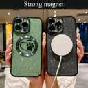 Weonmov Compatible for iPhone 15 Pro Max Case Glitter Clear Paw Love Heart [ Compatible with MagSafe ] [ Strong Magnetic ], Full Camera Lens Protection Soft Slim Thin Cute Phone Case - Black