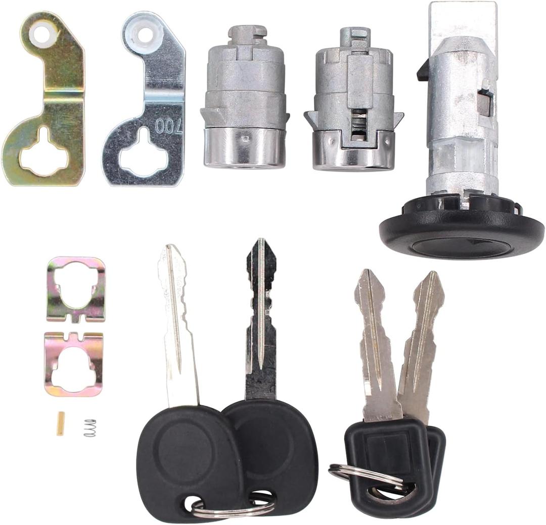 MOTOKU Set of 3 Ignition Switch Door Lock Cylinder w/Keys for Chevrolet Avalanche Blazer Silverado Suburban Tahoe for GMC Sierra 2001-2007