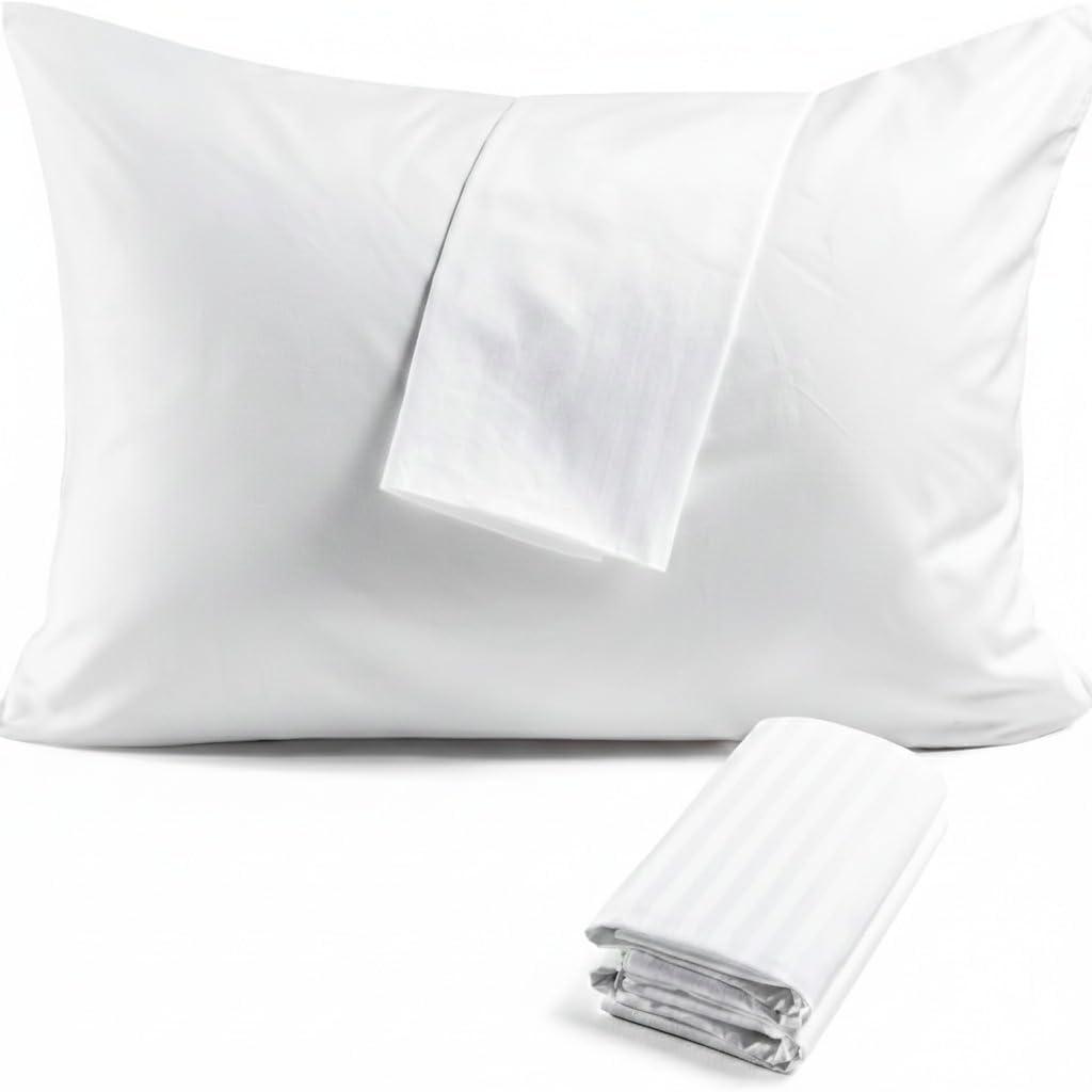 Toddler Travel Pillow Cover 100% Egyptian Cotton Pillowcase Set of 2 with Zipper Closure Small Pillow Case 500 Thread Count Travel Pillowcase (White Solid, Toddler 12X16)