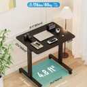 32" Small Electric Rolling Standing Desk Adjustable Height, Mobile Sit Stand up Desk with Lockable Casters for Home Office & Computer Workstation, Splice Board, 2 Hooks, Black Frame/Black Top, 31.5 X 23.6 Inch