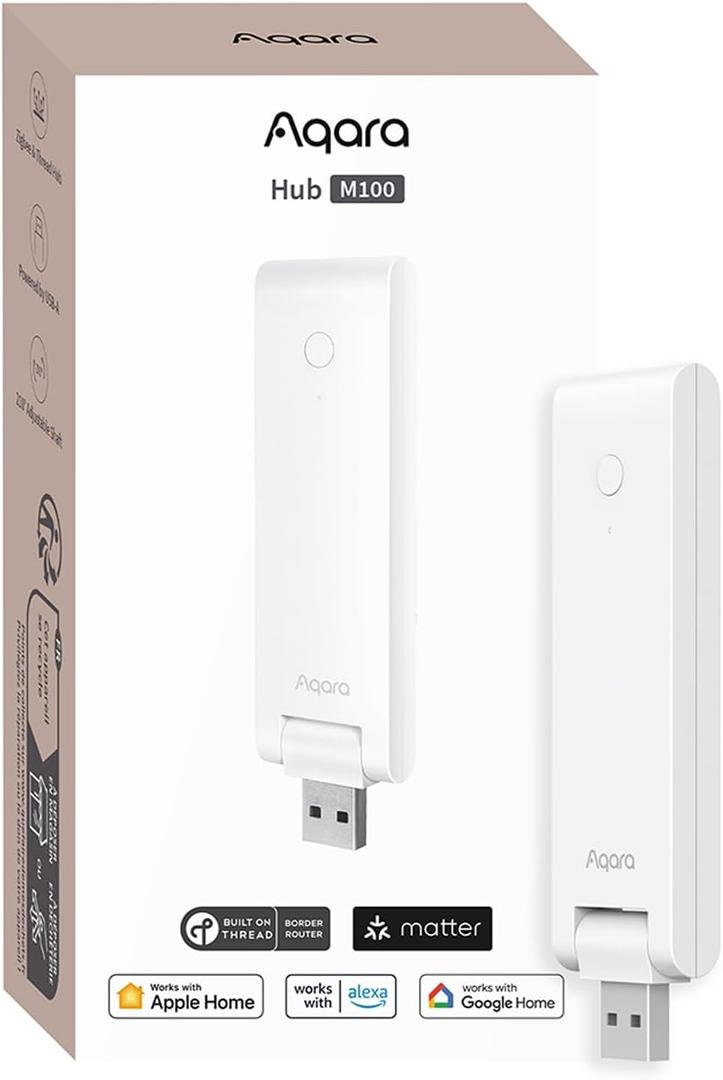 Aqara Smart Hub M100 for Home Automation, Matter Controller, Thread Border Router, Features Aqara Zigbee (Not Third-Party), Wi-Fi, Supports Apple HomeKit, Amazon Alexa, IFTTT, Home Assistant