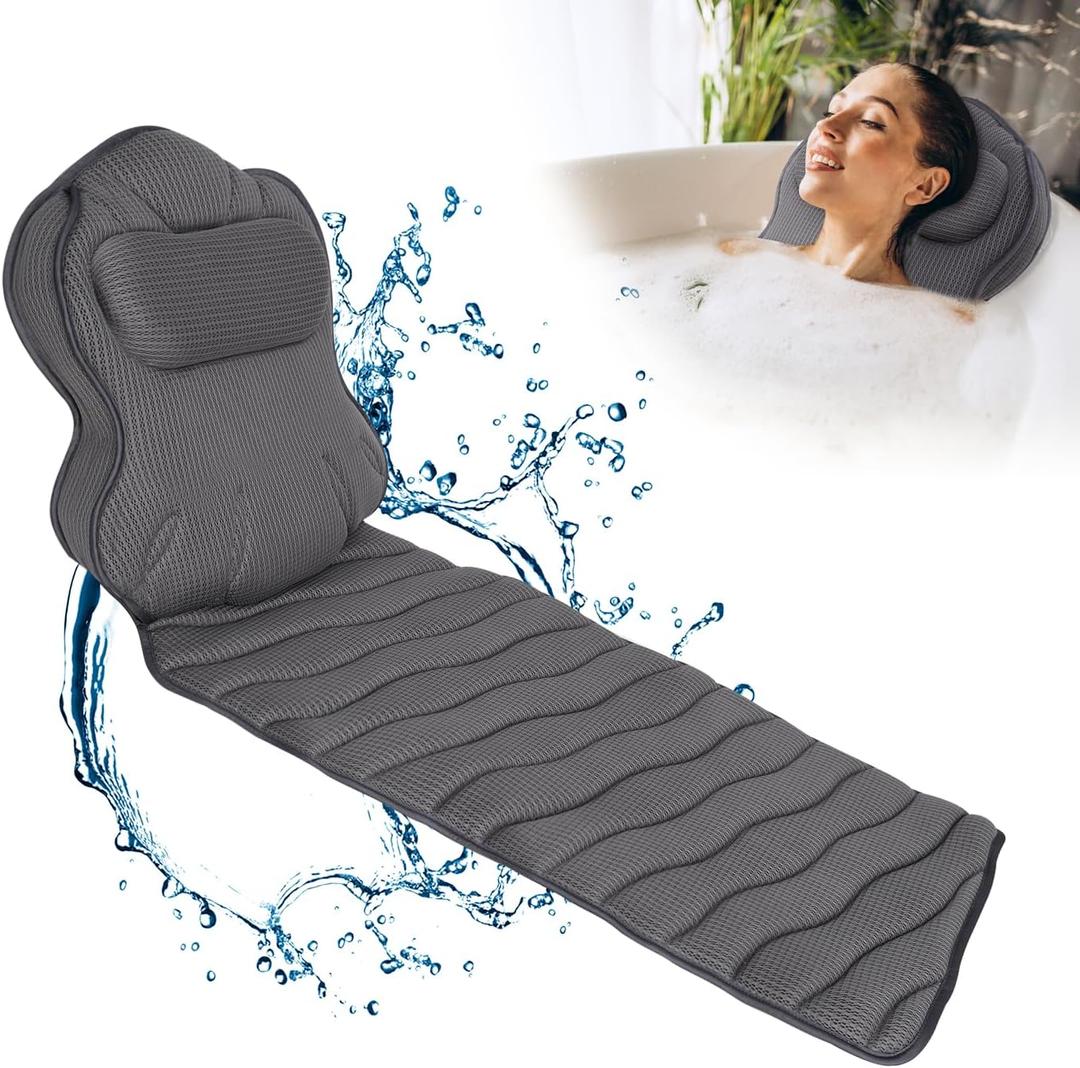 Extra Thick Full Body Bath Pillows for Bathtub- Luxury Bath Cushion for Head, Neck and Back Support, Soft Bath Pillow for Tub, Comfort Relaxation Spa Gifts Bathtub Accessories for Women