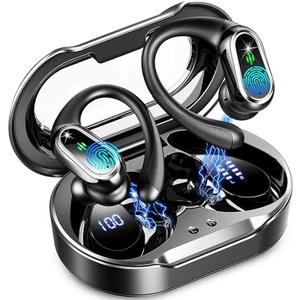Wireless Earbuds, 2026 Bluetooth 5.4 Headphones Sport, 50Hrs HiFi Stereo Deep Bass Over-Ear buds with ENC Noise Cancelling Mic, IP7 Waterproof & LED Display Earphones with Earhooks for Workout/ Running