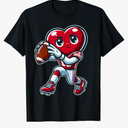 Valentine's Day Heart Quarterback Football Sports T-Shirt size small