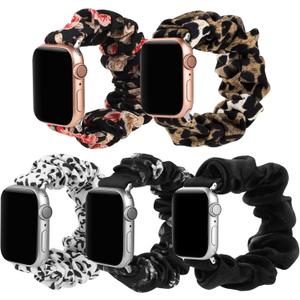 Simpeak Elastic Scrunchie Band Compatible with Apple Watch Series 11 10 (42mm) Series 9 8 7 (41mm) 6 SE 5 4 (40mm) 3 2 1 (38mm), Women Bracelet Band Compatible with iWatch 42mm 41mm 40mm 38mm, Large