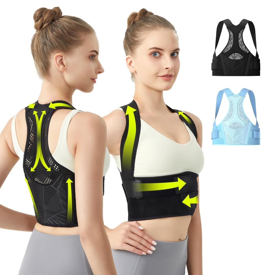 aoFIT Posture Corrector for Women - Lightweight and Breathable Back Brace for Pain Relief, Rounded Shoulders and Hunchback, Compact & Portable with Fashionable Design, Invisible Under Clothes Black Small