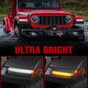 LED Sequential Flashing Turn Signal Lights for Jeep Wrangler JL Sport 2018-2024 Halogen Model Only, Clear Lens Fender Lights Wheel Eyebrow DRL Lamp, 2pcs(Short Version)