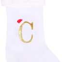 20 Inches Super Soft Plush Monogram Christmas Stockings Xmas Rustic Personalized Stocking Embroidered Letter Decoration for Decor (White)