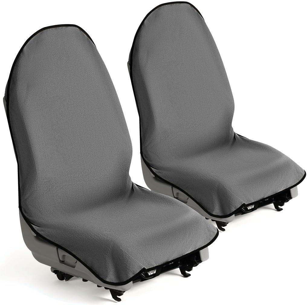 lebogner Car Seat Towel Cover for Post Gym Workout, Running and Swimming, 2 Pack Universal Fit Anti-Slip Waterproof Sweating Bucket Seat Protector for Cars, SUVs and Trucks, Grey