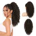 REECHO Ponytail Extension, Curly Claw Clip Ponytail Hair Extension Synthetic Clip in Pony Tails Cheer Ponytail Hair Piece for Dance Sports Daily, Chocolate Brown