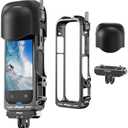 Rszfnjxry 360 X4 Aluminium Protective Quick Release Cage Case,Quick Release Mount and Silicone Lens Guards Cap Compatible with Insta360 X4 (Bundle 3)