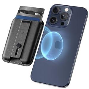 ESR for MagSafe Wallet, iPhone Wallet with 5-Card Holder, Secure-Grip Finger Loop, Magnetic Card Holder for iPhone 17/ 16/ 15/ 14/ 13/ 12 Series, Not for 13/ 12 mini, Vegan Leather, Black