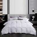 MARTHA STEWART White Down Feather Comforter King Size - 600 Fill Power 100% Cotton Down Duvet Insert, Made in USA, All Season Medium Warmth Comforter with Corner Loops - 106" x 90" (White/All Season)