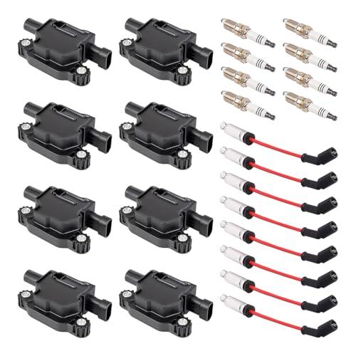 8 Pack UF413 Ignition Coil 41962 Spark Plug and 48322R Wires Set for 5.3 6.0 6.2 Compatible with Buick Cadillac GMC Hummer Escalade Express Savana 2500 5.3L 6.2L 6.0L 4.8L for 12570616
