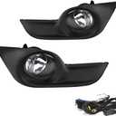 Driving Fog Lights Lamps Replacement for Nissan Altima 2013 2014 2015 with H11 12V 55W Halogen Bulbs & Chrome Black Bezel & Universal Switch and Wiring Kit (Clear Lens)