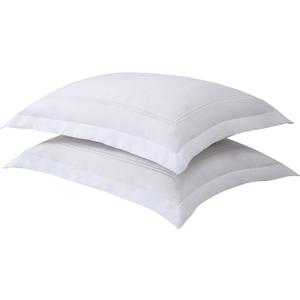 Bed Maker's Levinsohn Luxury Hotel Tailored Pillow Sham Pair, White with White Baratta Stitched Hem (2 Pack) Standard