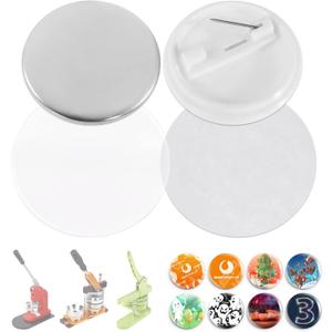 BEAMNOVA 200 Sets of Button Parts Supplies 32mm / 1.26 in (Approx. 1-1/4 inch) for Round Button Maker Machine Pin Maker, Every Set Includes Tinplate Top, Plastic Clip Bottom & Plastic Film