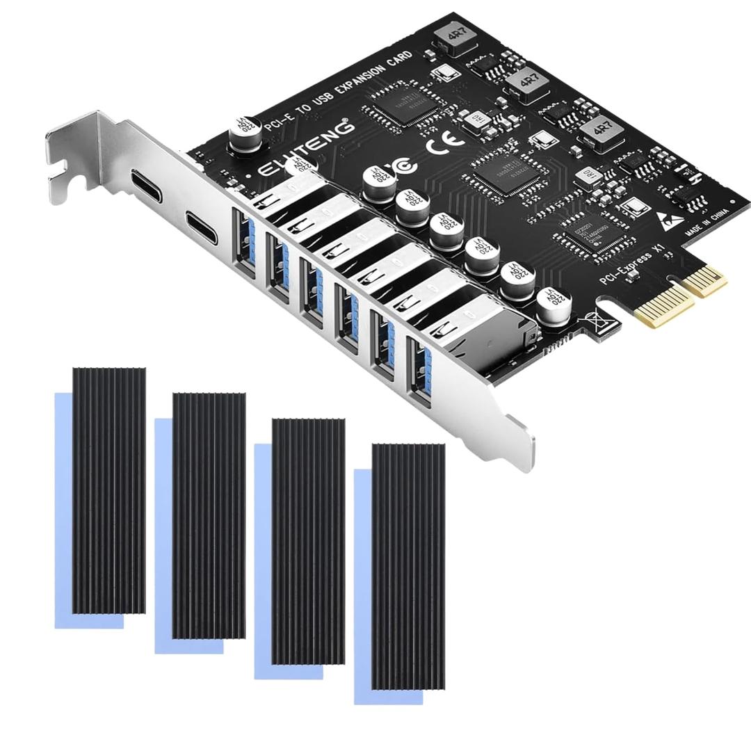 ELUTENG PCIE USB 3.2 Card 8 Ports and M.2 SSD Heatsink 4PCS