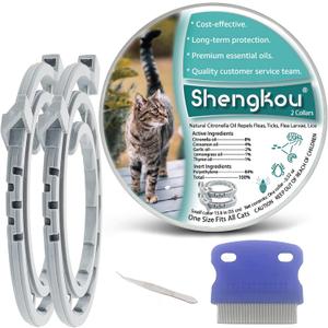Flea and Tick Collar for Cats - Offers 12-Month Protection, Crafted with Premium Plant Oils, Waterproof, Natural, Safe for Kittens, Includes Free Comb and Tweezers, 13.8 in (2 Packs) Flea and Tick Collar for Cats - Offers 12-Month Protection, Crafted with Premium Plant Oils, Waterproof, Natural, Safe for Kittens, Includes Free Comb and Tweezers, 13.8 in (2 Packs)