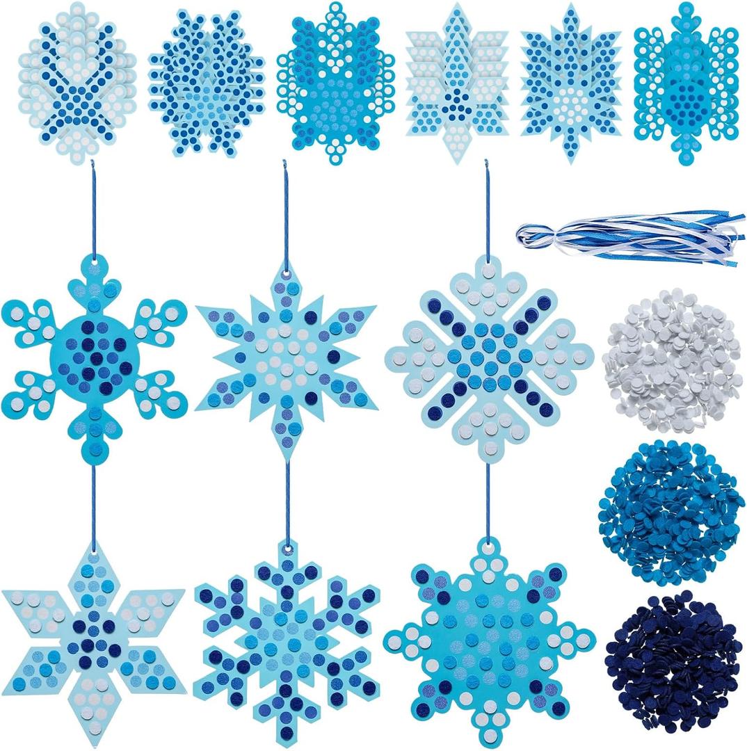 Karenhi 24 Sets Winter Snowflake Crafts Kit DIY 3D Felt Snowflake Ornament Craft Kits Make Your Own Christmas Tree Hanging for Xmas Tree Decoration Winter Party Favors