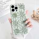 NITITOP Compatible with iPhone 12 Pro Max Case Silicone Cute Flower Floral Sunflowers Pattern for Women Girl Trendy Slim Fit TPU Silicone Shockproof Full Camera Protection Cover - Green