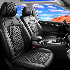 Premium Leather Full Coverage Protectors, Waterproof, Breathable, Scratch Resistant, Easy Wipe, Airbag Compatible, Black