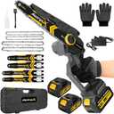 8" & 6" Mini Chainsaw Brushless, 2025 Upgraded 2x4.0AH Battery Portable Handheld Small Cordless Saw with 4 x Guide Plate, Electric Hand Saw Motosierra for Wood/Tree Cutting Gardening Pruning