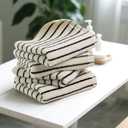Jacquotha Hand Towels 4 Pack, Cotton Face Towels for Bathroom & Spa Days, Decorative Black Stripes for Kitchen Decor, 14 x 29