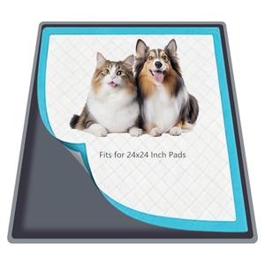 Silicone Dog Pee Pad Holder for Standard 24x24 in Pads, Non-Slip Leak-Proof Puppy Pad Tray, Portable Puppy Training Mat with Raised Edges for Floor Protection, Easy to Clean : Pet Supplies