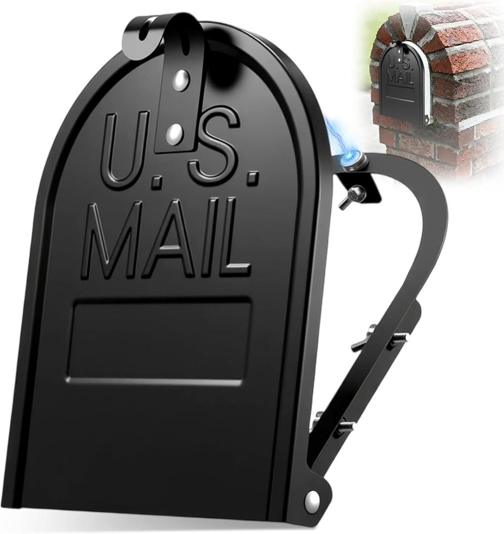 Moxweyeni 8" x 10" Mailbox Door Replacement Black Metal Snap-in Door Mailbox Cover with Magnetic Closure Durable Mail Box Repair Kit for Brick Mail Box Rusted Standard