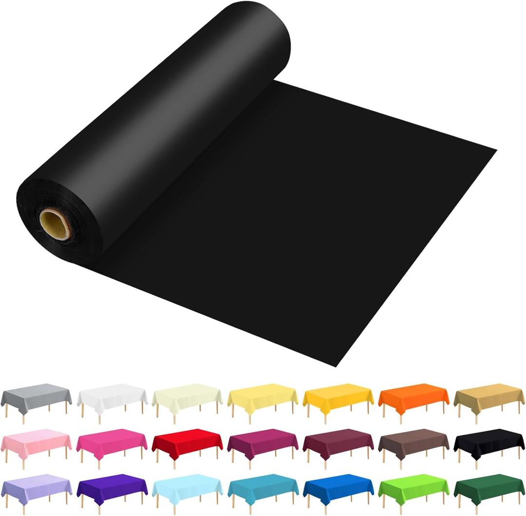 54 Inch X 100 Feet Plastic Table Cover Roll Premium Disposable Plastic Tablecloth for All Type/Shape Tables | Picnic, Party, Banquet, Birthdays, Weddings (Black, 54 Inch X 100 Feet)