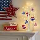 4th of July Decorations,2 Pack 2 FT Birch Tree with Led Lights,4th of July Tree for Home Hanging Ornaments,Patriotic Tree for Patriotic Decorations,Christmas,Table Decor,Battery Operated
