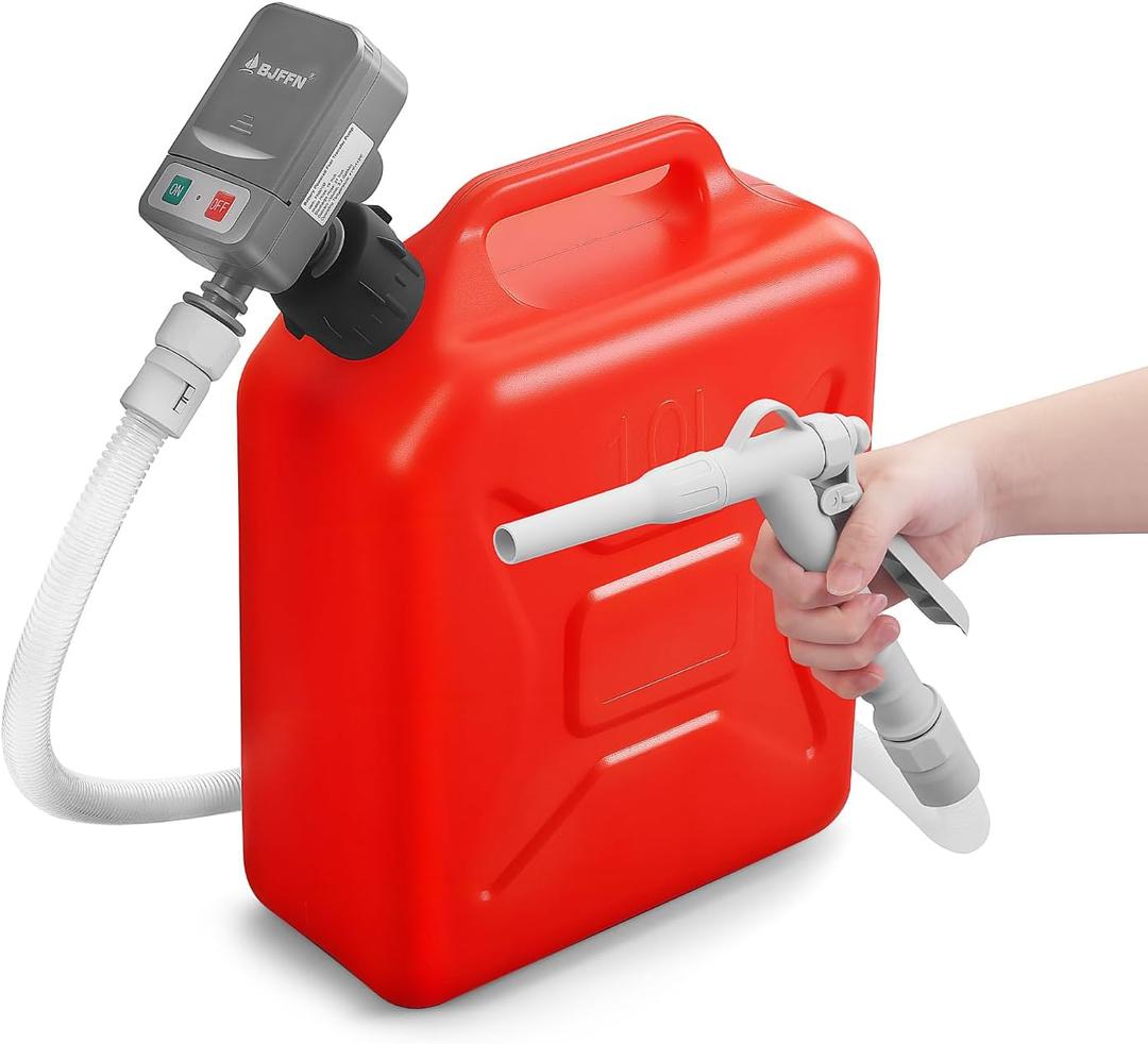 Gas Can Fuel Pump Portable - Gifts for Men, Fast 3.2 GPM Flow Rate, 51 Flexible Intake Hose, Tank Adapter, for Gasoline, Kerosene, Diesel, Non-Potables Gray