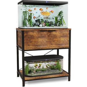 TFK 20-29-37 Gallon Fish Tank Stand, Aquarium Stand with Cabinet Storage for Aquarium Stand, Cabinet for Fish Tank Accessories Storage, Heavy Duty Tank Stand for Home Office Turtle Reptile Tank Stand (Brown)