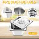 10 Set Stainless Steel Hotel Pans with Lids 1/6 Size 4 Inch Deep Steam Table Pans Food Containers Catering Food Storage Metal Pan Lid Anti-Jam Steam Pan Cover for Commercial Restaurant Hotel Buffet