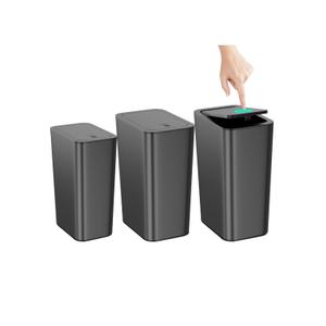 N. NETDOT Bathroom Trash Can with Lid 3 Pack Set, 4 Gal Slim Kitchen Trash Can and 1 Pack 2.6Gal Garbage Can, Small Trash Can/Trash Bin/Waste Basket for Bedroom (Black, Pack of 3)