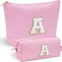 YOOLIFE Mothers Day Gifts for Mom Women Daughter Birthday Gifts for Kids Teen Girls | Initial Makeup Bag | Travel Cosmetic Bag | 11 12 13 14 15 16 Years Old Girl Gift Teacher Graduation Gift Pink A
