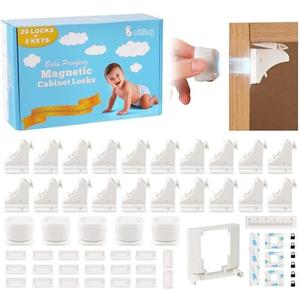 18 Pack Magnetic Cabinet Locks Baby Proofing - Baitiny Child Proof Cupboard Drawers Latches - Adhesive Easy Installation