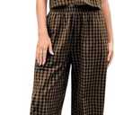 RANTAR Womens Cotton Checker Set 2 Piece Beach Vocation Outfit Summer Tank Top Pants Suit XXL