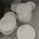 KINGSTONE Bone China Dinnerware Set, 24-Piece White Lightweight Porcelain with Textured Design Service for 8, Plates, Bowls, for Family Dining, Restaurants, Gifting，Microwave and Dishwasher Safe