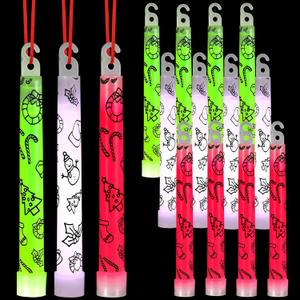 Jenaai 24 Pcs Christmas Glow Sticks Bulk Hanging Wands 6 Inch Mini Sticks Christmas Goodie Bags Fillers Glow in the Dark Party Favors Supplies (Snowman)