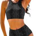 Cerburny Women High Waisted Bikini - One Shoulder Bathing Suit Tummy Control Two Piece Swimsuit 2026 (Gray, S)
