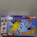 Hot Wheels Track Set with 4 Loops, 3-Way Crash Zone & Motorized Booster, Folds for Storage, with 1:64 Scale Toy Car