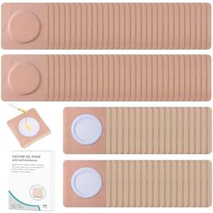 100Pcs Castor Oil Organic Belly Button Patches | Hypoallergenic Self-Adhesive Disposable, Anti-Seepage & Breathable | Portable Highly Absorbent Cotton Stickers No Wash (Oil Not Included)