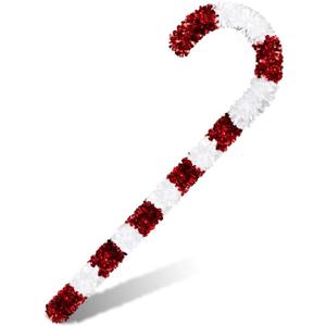 N&T NIETING Christmas Candy Cane, 50Inch Tinsel Christmas Candy Cane Hanging Ornament Candy Cane Stick for Christmas Xmas Decorations (Red & White)