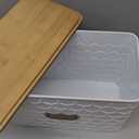 Extra Large Bread Box for Kitchen Countertop Corner Breadbox for Homemade Bread Metal White Honeycomb Pattern Embossed Bread Storage Container Bin with Bamboo Lid Fits 2 Loaves of Bread