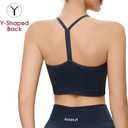 NANJI Seamless Sports Bra for Women - Padded Racerback Y Bra Low Impact Removable Pad for Fitness Gym Yoga Workout Top (Gray, M)